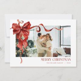 Coquette Red Bow Helgdag Photo jul Card Julkort