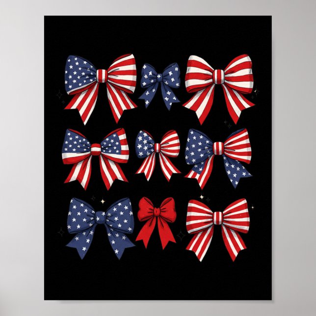 Coquette Red White och Blue Patriotic Bows Retro J Poster (Framsidan)