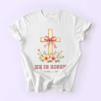Coquette Religious, Jesus Easter, He is Risen T Shirt