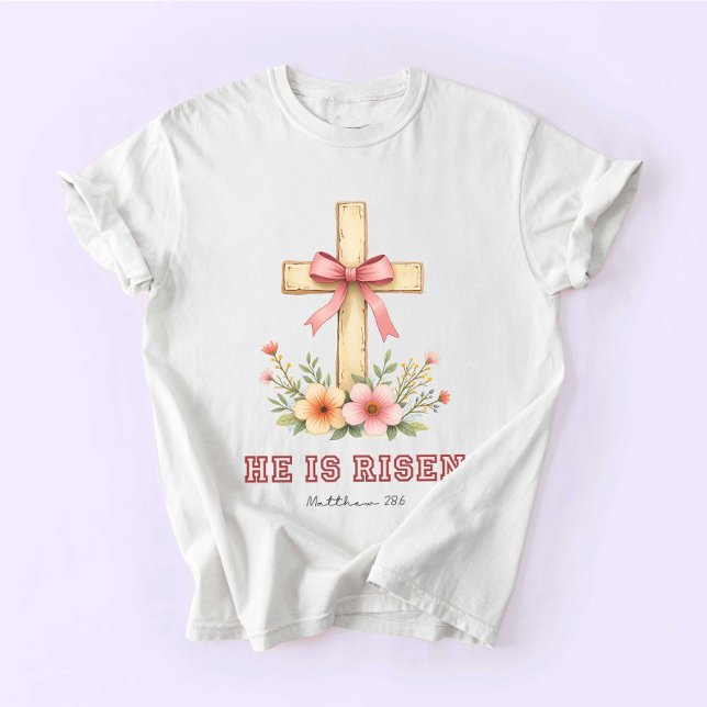 Coquette Religious, Jesus Easter, He is Risen T Shirt (Skapare uppladdad)