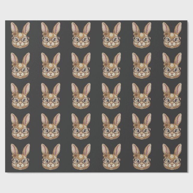 Coquette Retro Leopard Happy Easter Bunny Trendy Presentpapper (Platt)