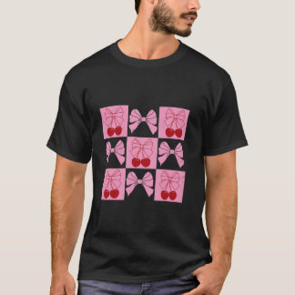 Coquette Ribbon Cherry Coquette Bow Rosa A T Shirt