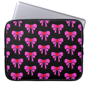 Coquette Ribbon Mönster Red Rosa Black y2k Preppy Laptop Fodral