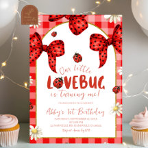 Coquette röd rosett Lovebug Första födelsedagsinbj