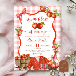 Coquette röd rutig äpple i vårt öga baby shower inbjudningar