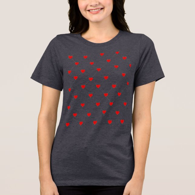 Coquette röda hjärtan mönster grafisk t-shirt (Framsida)