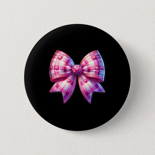 Coquette Rosa and White Bow Play Valentine Bow Wi Knapp (Framsida)