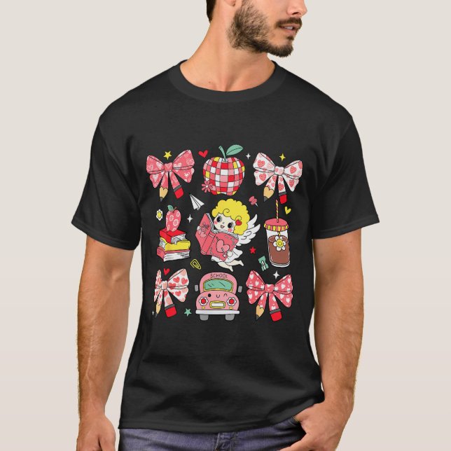 Coquette Rosa Båge Äpple Lärarens Tacksägelse Vale T Shirt (Framsida)