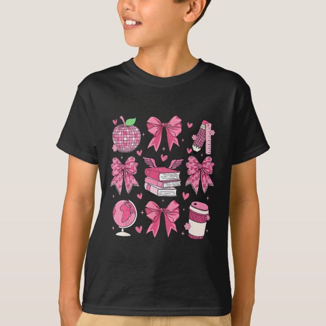 Coquette Rosa Båge Äpple Lärarens Värdering Valent T Shirt (Framsida)