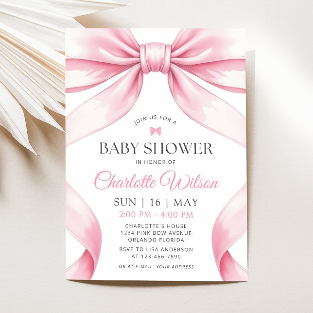 Coquette Rosa Båge Bebis Shower Inbjudan (Skapare uppladdad)