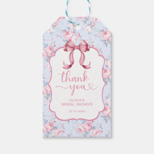 Coquette Rosa Båge Bröllopsdusch Tack Presentetikett