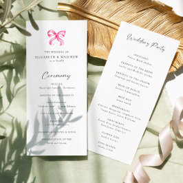 Coquette Rosa Båge Enkel Bröllopsceremoni Program 