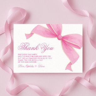 Coquette Rosa Båge Rosor Cottagecore Baby Shower Tack Kort