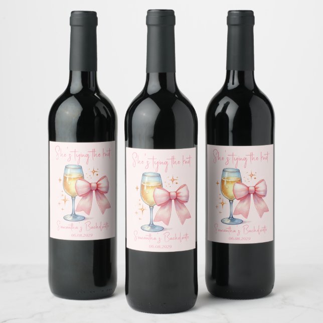Coquette Rosa Båge Sjungmöfest  Vinflaska Etikett (Flaskor)