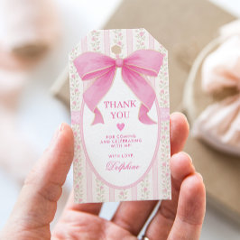 Coquette Rosa Båge Stuga Blommor Rosor Tack Presentetikett