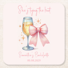 Coquette Rosa Båge Systerfest Underlägg Papper Kvadrat
