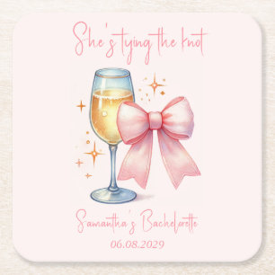 Coquette Rosa Båge Systerfest Underlägg Papper Kvadrat