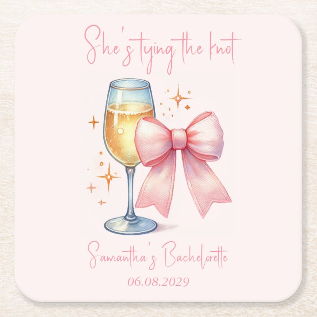 Coquette Rosa Båge Systerfest  Underlägg Papper Kvadrat (Framsidan)