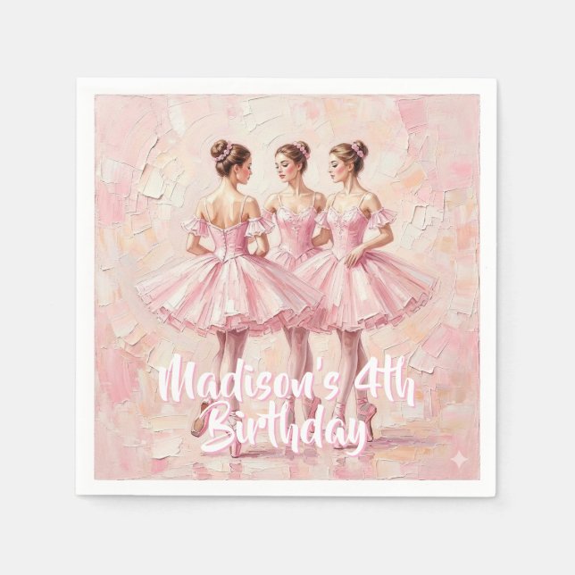 coquette rosa ballerina födelsedag  pappersservett (Framsidan)