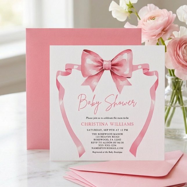 Coquette Rosa Band Baby Shower Inbjudan (Skapare uppladdad)