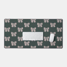 Coquette rosa bow aestthetic mönster desk mat