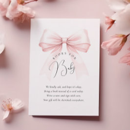Coquette Rosa Bow Baby Shower Bokar för Baby Tilläggskort