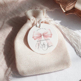 Coquette Rosa Bow Baby Shower Gåvor Etiketter