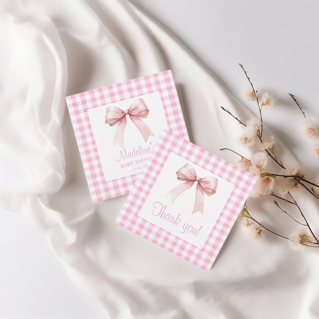 Coquette Rosa Bow Baby Shower Girl Tack Märkre Gåvor Etiketter (Skapare uppladdad)