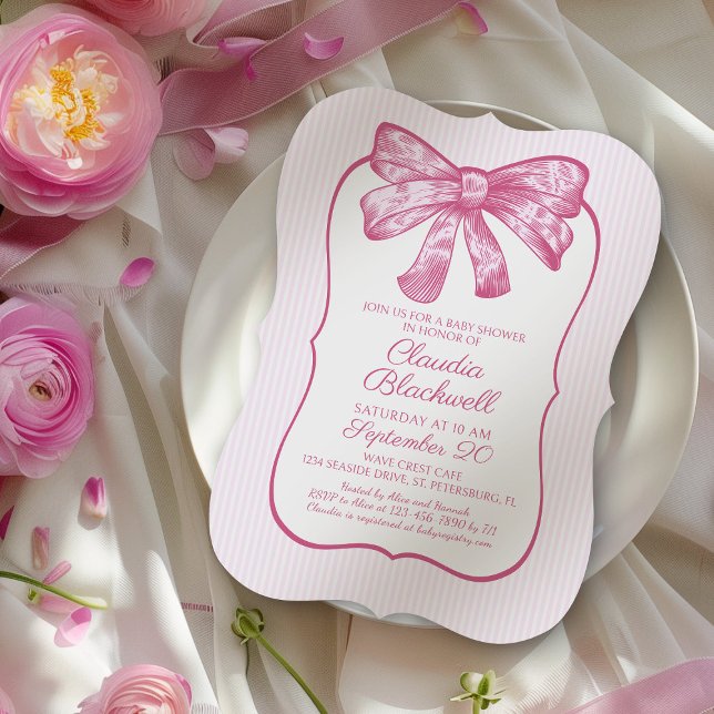 Coquette Rosa Bow Baby Shower Inbjudningar (Skapare uppladdad)