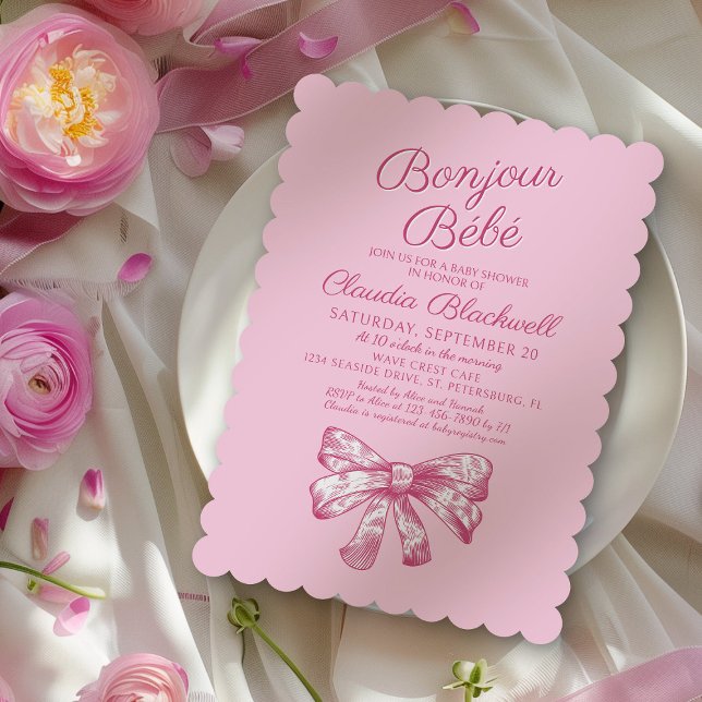 Coquette Rosa Bow Baby Shower Inbjudningar (Skapare uppladdad)
