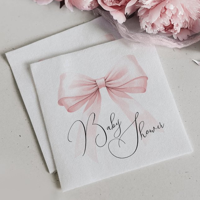 Coquette Rosa Bow Baby Shower Pappersservett (Skapare uppladdad)