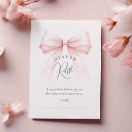 Coquette Rosa Bow Baby Shower Raffle Tilläggskort