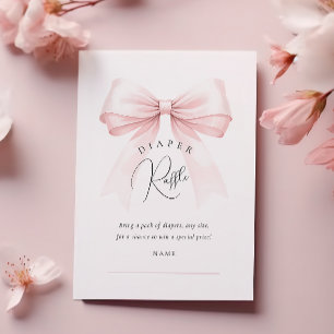 Coquette Rosa Bow Baby Shower Raffle Tilläggskort
