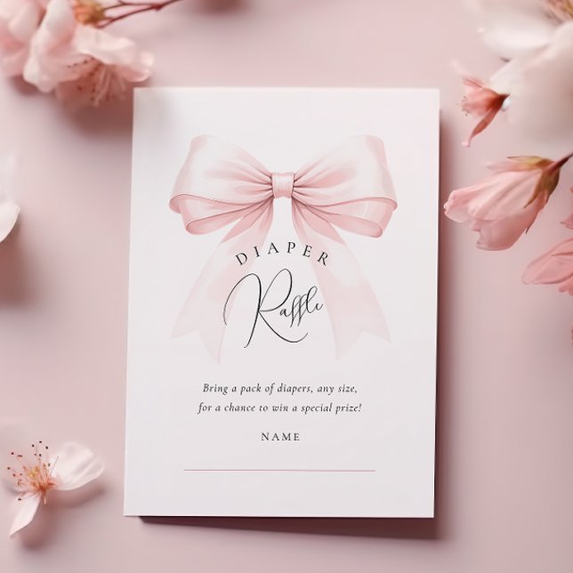 Coquette Rosa Bow Baby Shower Raffle Tilläggskort (Skapare uppladdad)
