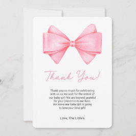 Coquette Rosa Bow Baby Shower - tack för ditt kort