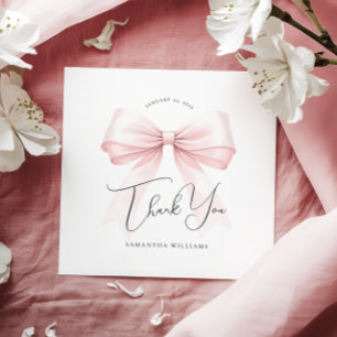 Coquette Rosa Bow Baby Shower - tack för ditt kort