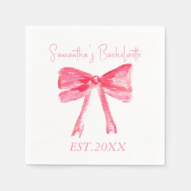 Coquette Rosa Bow Bachelorette Party Pappersservett (Framsidan)