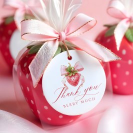 Coquette Rosa Bow Berry Baby Shower Gåvor Etiketter
