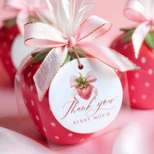 Coquette Rosa Bow Berry Baby Shower Gåvor Etiketter