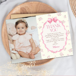 Coquette Rosa Bow Birthday Photo - tackkort Tack Kort