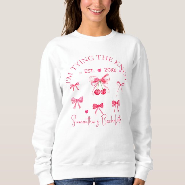 Coquette Rosa Bow Cherry Möhippa  T Shirt (Framsida)