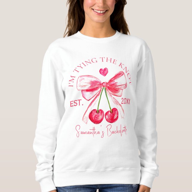 Coquette Rosa Bow Cherry Möhipparty  T Shirt (Framsida)