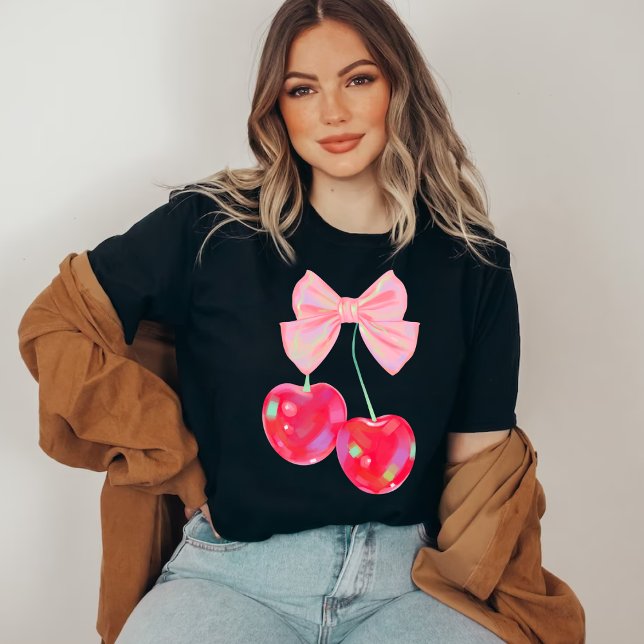 Coquette Rosa Bow Cherry T Shirt (Skapare uppladdad)