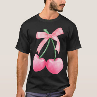Coquette Rosa Bow Cherry Valentines day Aesthetic T Shirt