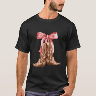 Coquette Rosa Bow CowboyBoots Cute Graphic Girls T Shirt