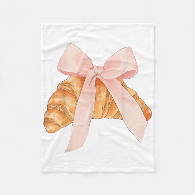 Coquette Rosa Bow Croissant Cute Baking Baker Fleecefilt (Framsidan)