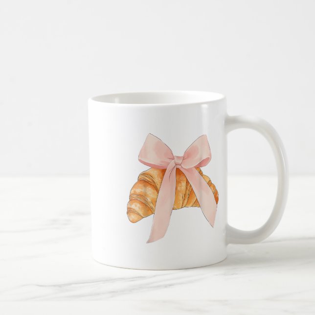 Coquette Rosa Bow Croissant Cute Baking Baker Kaffemugg (Höger)