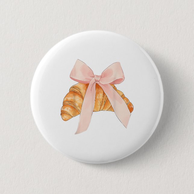 Coquette Rosa Bow Croissant Cute Baking Baker Knapp (Framsida)