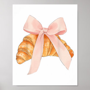 Coquette Rosa Bow Croissant Cute Baking Baker Poster