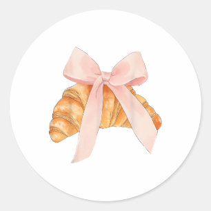 Coquette Rosa Bow Croissant Cute Baking Baker Runt Klistermärke